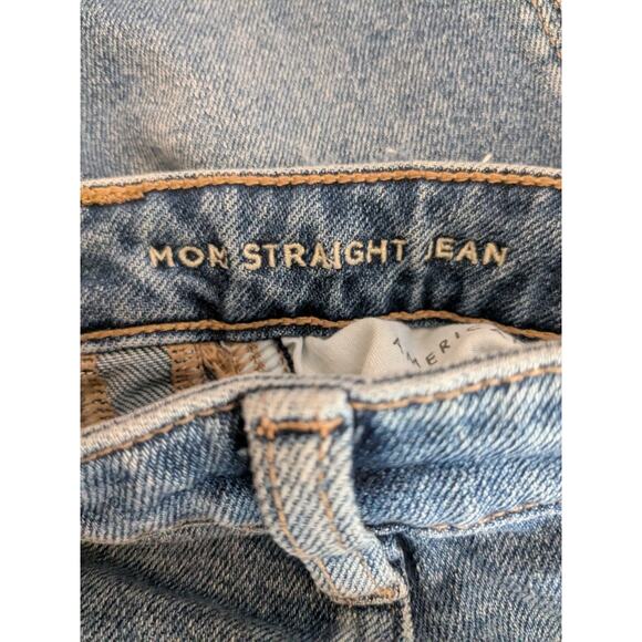 American Eagle Sz 00 Mom Straight Jean Stretch Distressed - Picture 7 of 9